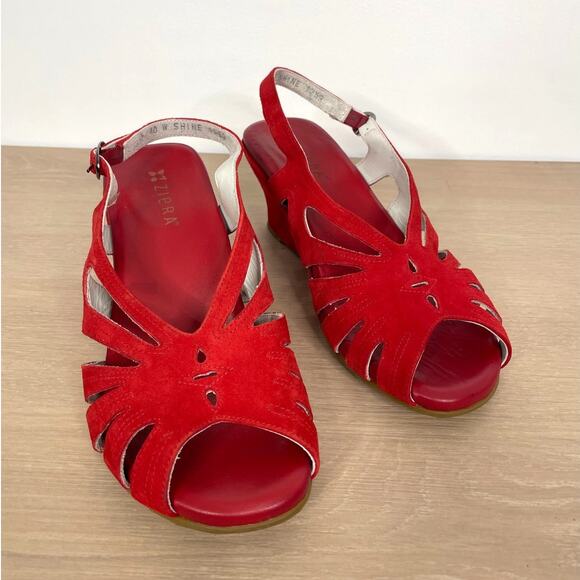 Ziera Red hot suede Wedge sandal EU 40/9.5 - Picture 1 of 5